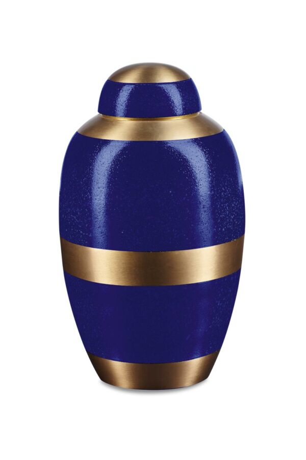 urne cinéraire laiton veranera de couleur bleu or proposée par les pompes funèbres loic