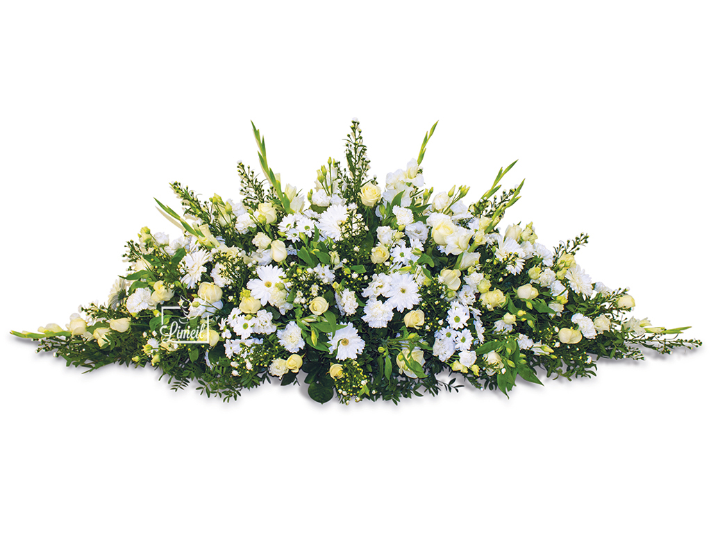 Raquette fleurs multicolore proposé par les pompes funèbres LOIC pour obsèques