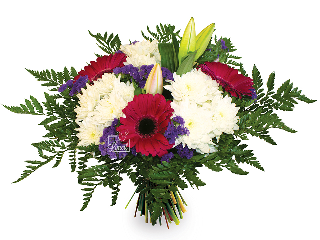 Pompes Funèbres Bouquet rond Lys de fleurs pour obsèques hommage