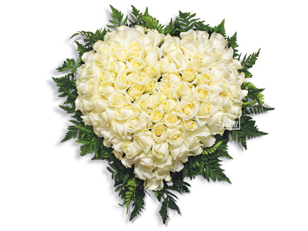 Pompes funèbres LOIC - Cœur en roses blanches pour obsèques