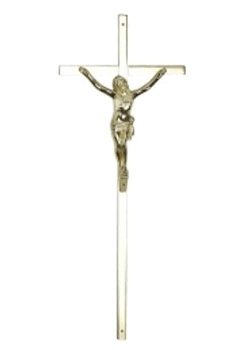 Pompes Funèbres LOIC - croix en laiton avec christ pour crémation