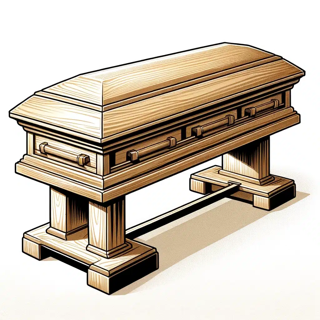 illustration représentant un catafalque simple en bois